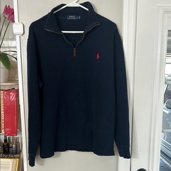 POLO RALPH LAUREN MENS NAVY QUARTER ZIP SIZE LARGE - Picture 2 of 9
